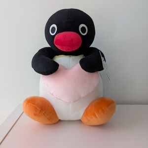BNWT Large Pingu Plush, Holding A Pink Heart 🩷 32 Inches Tall, Valentine